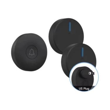 Imagem de Campainha Sem Fio Preta À Prova d'Água Circular Autoalimentada AC 110v