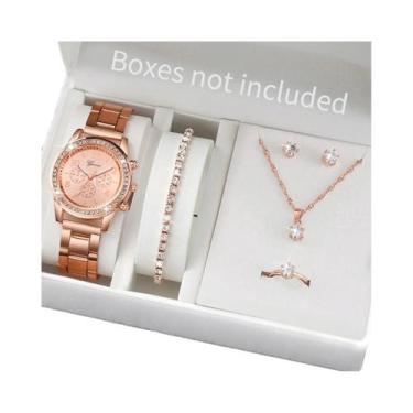 Imagem de Conjunto De Relógio De Pulso Feminino De Quartzo Com Strass Fashion 6P