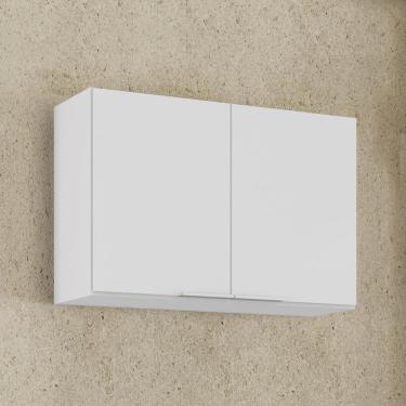 Imagem de Armário De Cozinha Aéreo De Parede 80cm 2 Portas Pérola - Branco