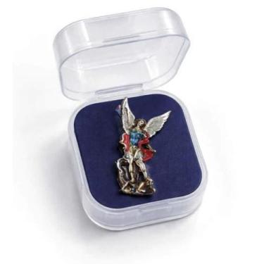 Imagem de Broche Botton de Metal Protetor São Miguel Arcanjo + Caixinha - PRA VC