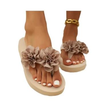 Imagem de Chinelo De Praia Feminino Verão 2025 Com Decoração Floral, Plataforma 