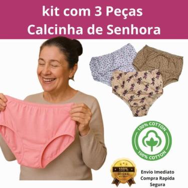 Imagem de Calcinha Algodão Senhora KT 3 Unidades Cintura Alta Classica - Kellynh