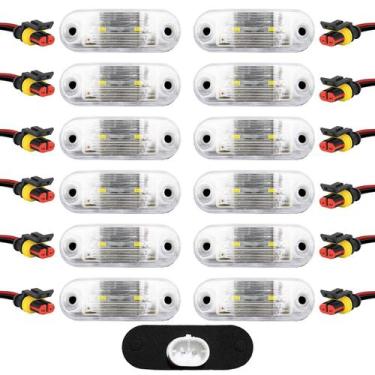Imagem de 12 Lanterna Vigia Placa Ônibus Caminhão 2 LED BIVOLT CR +Conector - Pr