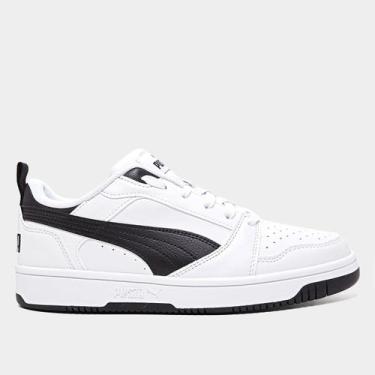 Imagem de Tênis Infantil Puma Rebound V6, Branco, Preto, 36