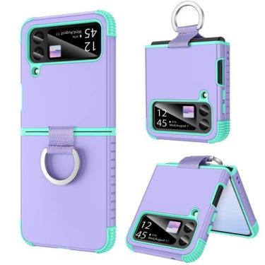 Imagem de Capa de telefone BENTOBEN Samsung Galaxy Z Flip 4 5G roxa/menta