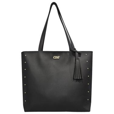 Imagem de Bolsa Sacola Feminina Grande De Ombro Universitária Reforçada Preta