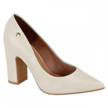 Imagem de Sapato Vizzano 128540029711 Scarpin Salto Grosso Feminino, Off white, 
