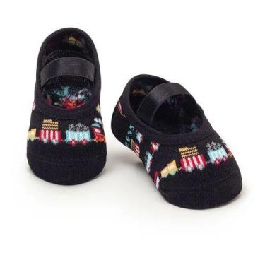 Imagem de Meia Infantil Puket Sapatilha Atoalhada Elástico Confortável Preto Des