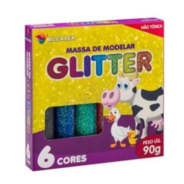 Imagem de Massinha De Modelar Com Glitter color - alcalex, 6cores