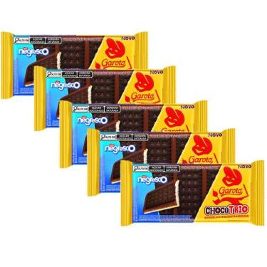 Imagem de Chocolate Nestlé Chocotrio Negresco Kit 5 Pacotes de 90g - Garoto