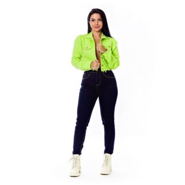 Imagem de Jaqueta Feminina Curta Com Lycra - Restrito Jeans, G, Verde lima