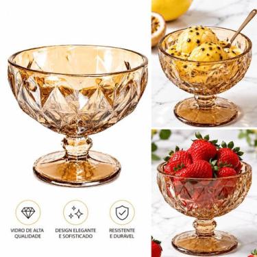 Imagem de Taça de Vidro para Sobremesa Diamond Âmbar 325ml 6 Unid Vidro Luxuoso 