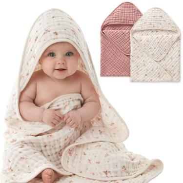 Imagem de Toalha com Capuz para Bebê 2 Unidades Blissful Diary 81 x 81 cm Rosa