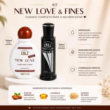 Imagem de Kit New Love Fines Nawts Life  Hidratante Corporal 230ml Óleo para Mas
