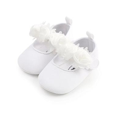 Imagem de HsdsBebe 2 unidades/conjunto de sapatos para bebês recém-nascidos, princesa, Mary Jane, vestido de casamento infantil com faixa de cabeça grátis, 1b-algodão branco, 12-18 Months Toddler