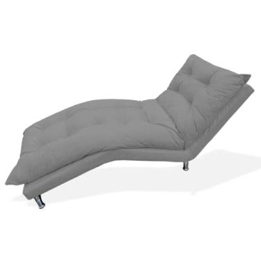 Imagem de Espreguiçadeira Chaise Decorativa Estofada Sala de Estar Diva Suede Cinza - DL Decor