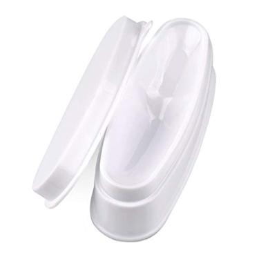 Imagem de Recipiente de pó ABS durável e fácil de mergulhar na bandeja francesa, duplo uso para moldagem de unhas curtas e estendidas para linha de sorriso branco rosa pacote com 1, HJ-NAT117