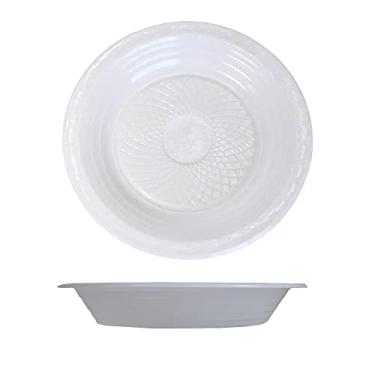 Imagem de Prato Descartável de Plástico Branco - 25cm