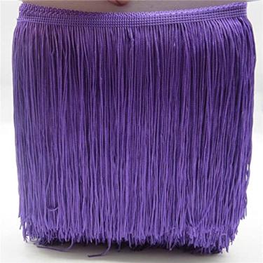 Imagem de 10 metros/lote 20 cm de largura guarnição de franja de renda borla apara de franja para diy vestido latino acessórios de roupas de palco fita de renda, roxo, 5 metros