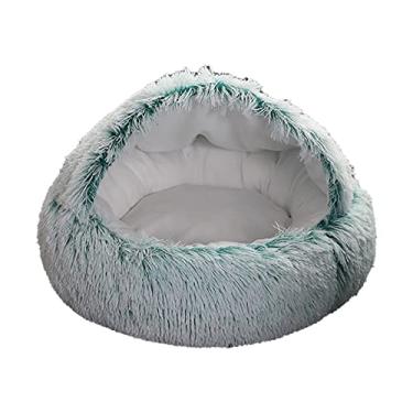Imagem de Camas de gato para gatos internos 60 cm donut redondo lavável cama de gato fofa calmante autoaquecimento suave donut macio almofada para animais de estimação para cães pequenos gatinhos, verde, 60 cm