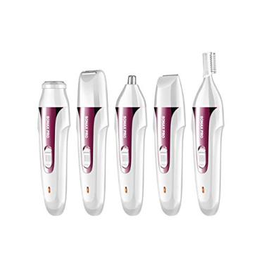 Imagem de Aparador elétrico feminino 5 em 1, recarregável por USB, facial, molhado e seco, à prova d'água, aparador de biquíni para braço axila, pernas, removedor de pelos (roxo)