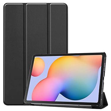 Imagem de Capa do caso da tabuleta. Para Samsung Galaxy Tab S6 Lite 10.4" (SM-P610 / 615) Estar comprimido de caixa de comprimido PC Difícil Coverwith Trifold & Auto Wakesleep (Color : Black)