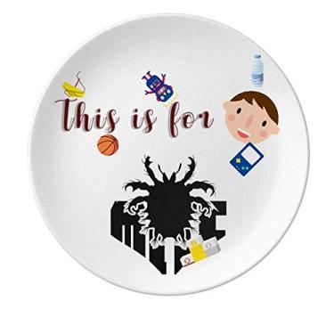 Imagem de Prato redondo de porcelana de inseto pragas medo animal ácaros prato de jantar menino homem