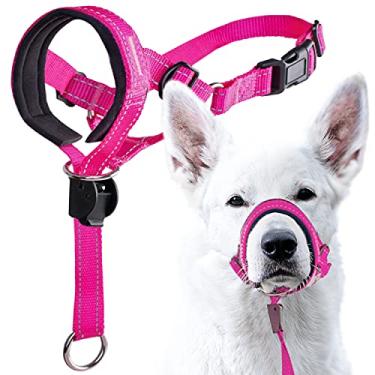 Imagem de GoodBoy Cabeçote de Cachorro com Alça de Segurança - Coleira Acolchoada para Cães Pequenos, Médios e Grandes - Guia de Treinamento de Coleira de Cabeça Incluído (Tamanho 3, Nylon Rosa)