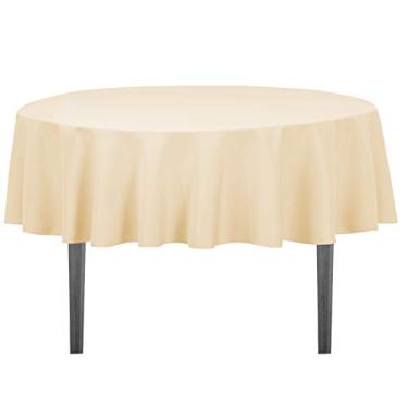 Imagem de LinenTablecloth Toalha de mesa redonda de poliéster, 178 cm, cantalupo