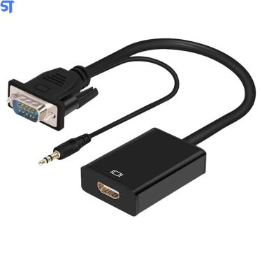 Imagem de Cabo Conversor Vga para Hdmi Com Áudio e Vídeo 1080p Banhado a Ouro