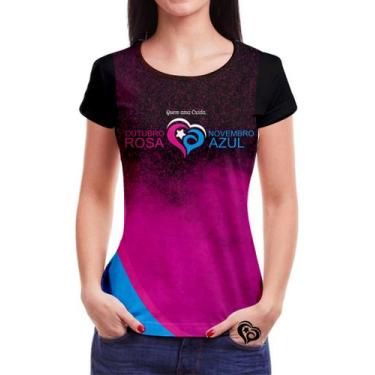 Imagem de Camiseta Feminina Outubro Rosa Novembro Azul Roupa Blusa 2 - Alemark