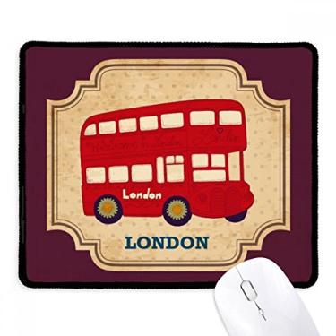 Imagem de Tapete de borracha para jogos UK London Double Decker Carimbo de ônibus com borda costurada