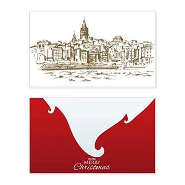 Imagem de Turkey River Landmark Sketch Paisagem feriado Feliz Natal Cartão de parabéns Mensagem de Natal