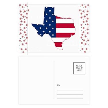 Imagem de Mapa dos EUA do Texas com estrelas listradas, formato de bandeira de Natal e flores, celebração, cartão postal de bênção