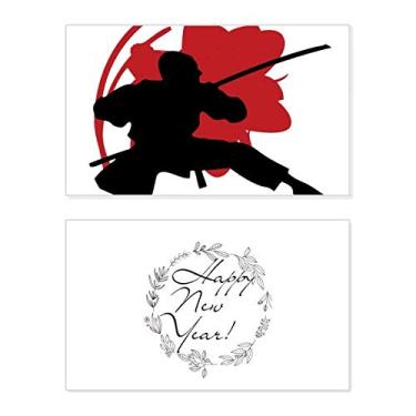 Imagem de Japan Samurai Sakura Outline Asia New Year Festival Cartão de felicitações Bless Message Present