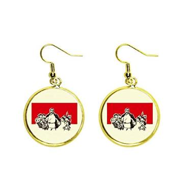 Imagem de Brinco feminino China Red Education Propaganda Leader Ear Pendente Golden Drop