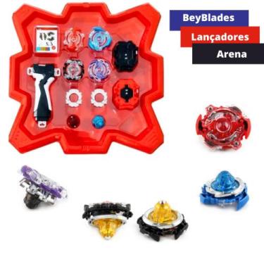 Imagem de Beyblade Arena Storm Gyro + 3 Beyblade + Lançadores Brinquedos Menino