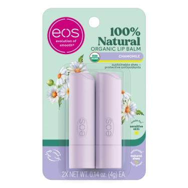 Imagem de eos USDA Organic Lip Balm - Chamomile Lip Care to Nourish Dry Lips 100% Natural and Gluten Free Long Lasting Hydration 0.14 oz 2 Pack