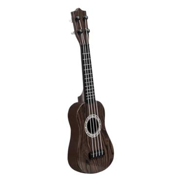 Imagem de predolo Ukulele de brinquedo infantil, mini guitarra infantil, brinquedo de instrumento musical de aprendizagem precoce, educativo para lembrancinhas de, marrom escuro