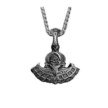Imagem de Colar Masculino Mjolnir Nórdico Cordão Valknut Viking Aço Inoxidável Cor:Prata