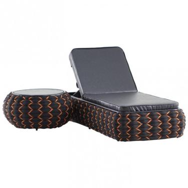 Imagem de Espreguiçadeira e Mesa em Tricô Náutico em Alumínio Para Piscina, Jardim Trama