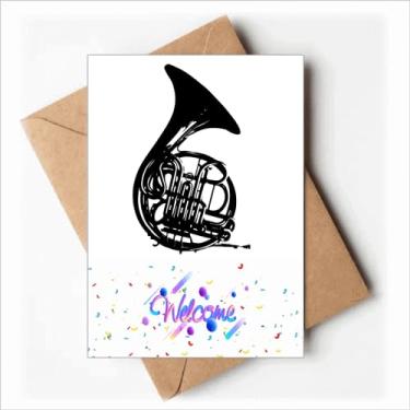 Imagem de Instrumento de Música Clássica Trompa Francesa Bem-vindo de Volta Cartões Envelopes em Branco