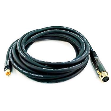 Imagem de Monoprice Cabo XLR fêmea para RCA macho – 4,5 m – preto, 16 AWG blindado par trançado condutores de cobre livres de oxigênio, conectores banhados a ouro E21 – Série Premier