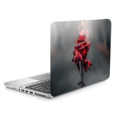 Imagem de Skin Adesivo Protetor Para Notebook 15,6" Rosa Em Chamas Fogo D15 - Sk