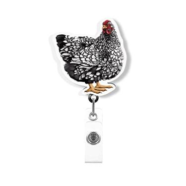Imagem de WIRESTER Carretel de crachá retrátil com clipe jacaré para funcionários de escritório, equipes médicas, enfermeiras, médicos, professores, estudantes - galinha Wyandotte