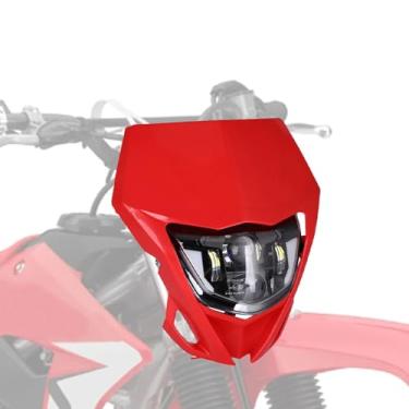 Imagem de IUVWISN Kit de faróis de LED Dirt Bike com braçadeiras universais para CRF250F CRF250R CRF250L CRF125F CRF150F CRF230F CRF300L CRF450L Dirt Pit Bike Enduro Motocross Dual Sport Vermelho