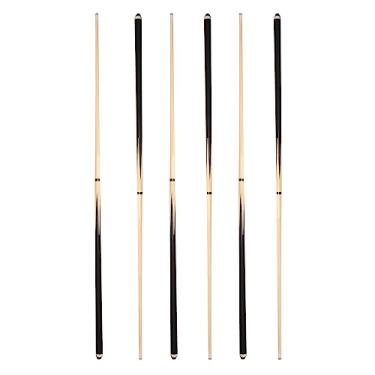 Imagem de Taco de bilhar de madeira dura de 2 peças de 142 cm - 595 g Tacos econômicos bons para uso em casa e bar, tacos de prática de jogo de sinuca americano para iniciantes iniciantes, conjunto de 6