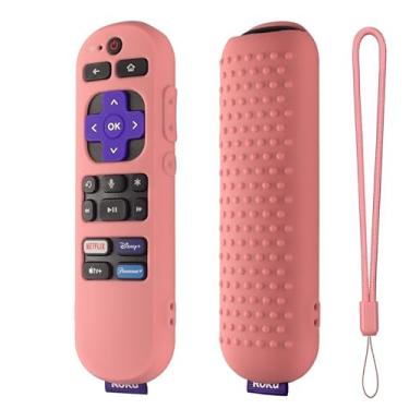 Imagem de Capa de silicone para controle remoto Roku Streaming Stick 4k, Roku Express 4K+, Roku Voice Remote (oficial) RCA1R 2023, capa para controle remoto Roku Express com cordão (rosa)
