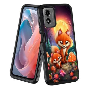 Imagem de stmedazm Capa protetora para Moto G Play 4G 2024, grau militar, resistente [3 camadas] à prova de poeira e à prova de choque para Motorola Moto G Play 4G 2024, Fox & Mushroom
