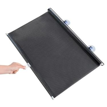 Imagem de YYGJYGOO Persianas de rolo, persianas retráteis para para-sol para varanda, janela de persiana de ventosa, ajuste fácil para escritório em casa (cor: preto, tamanho: 125 x 40 cm)